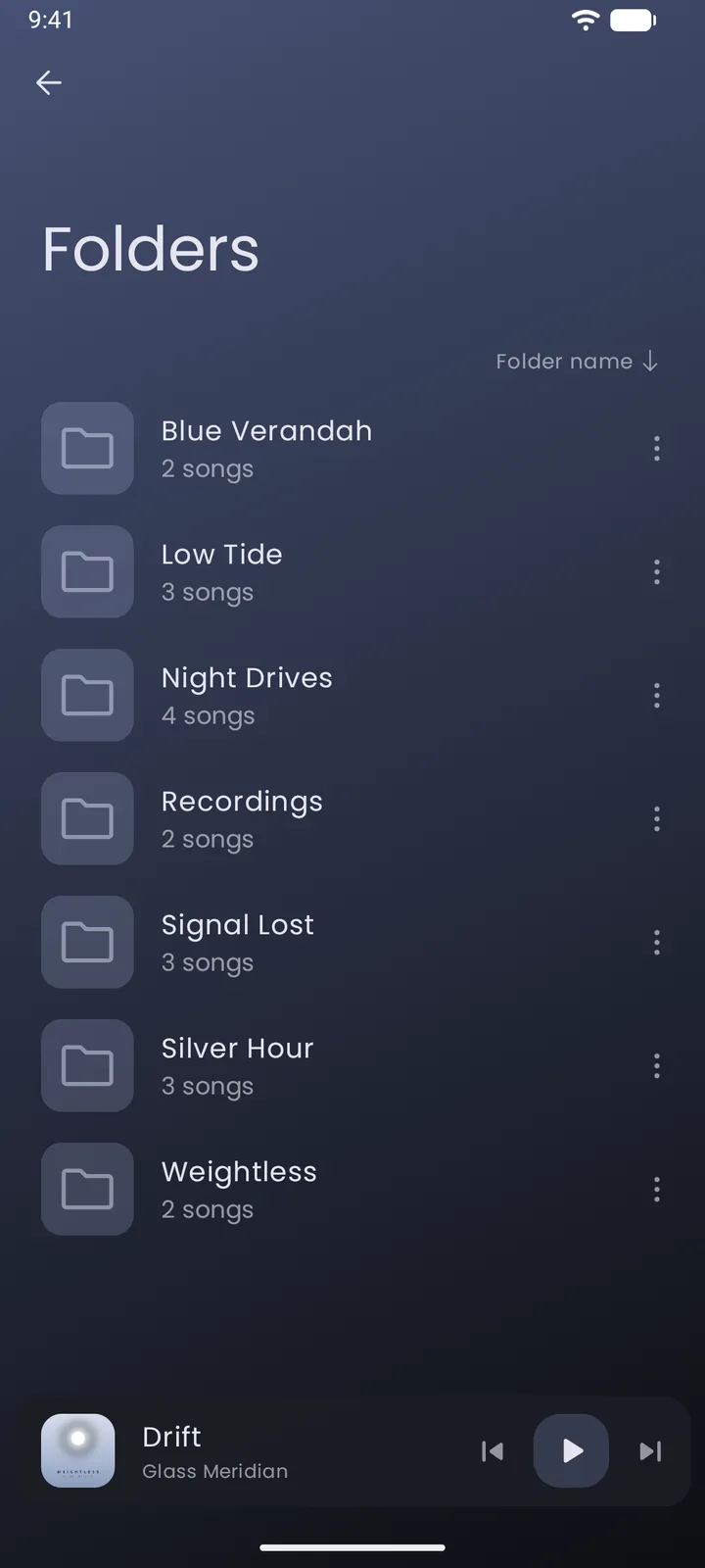 Browsing the music library by folder